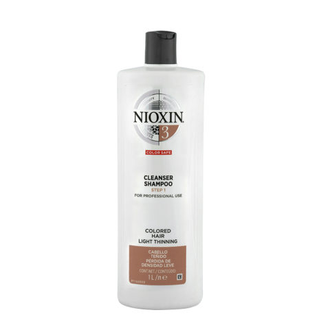 System3 Cleanser Shampoo 1000ml - shampooing pour cheveux colorés légèrement clairsemés