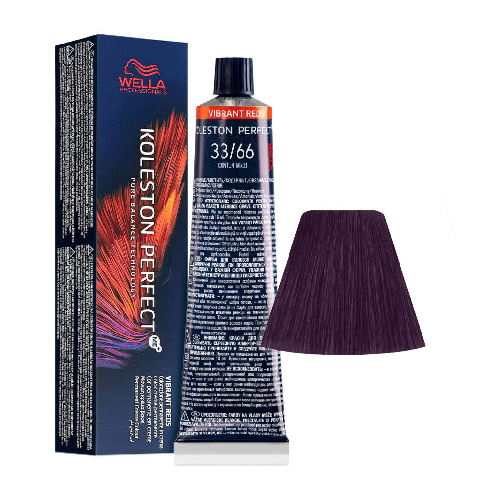 Wella Koleston Perfect Me+ Vibrant Reds 33/66 Châtain Foncé Intense Violet  Intense 60 ml - coloration permanente | Hair Gallery