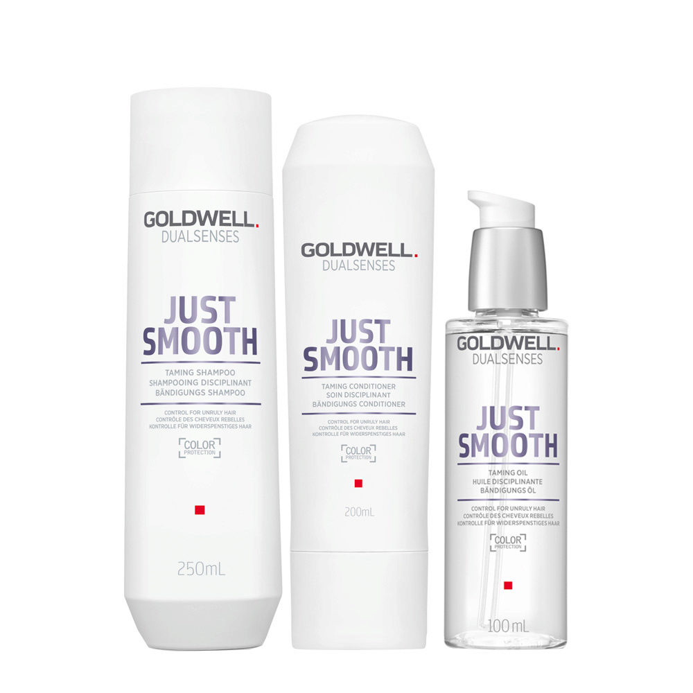Goldwell Dualsenses Just Smooth Shampooing Disciplinant 250ml  Apres-shampooing 200ml Huile Disciplinante 100ml | Hair Gallery