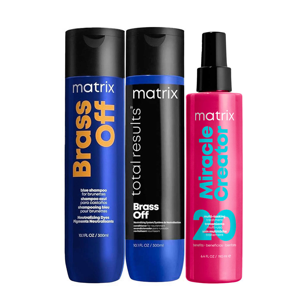 Matrix Brass Off Shampoo 300ml Après-shampoing 300ml et Spray 200ml | Hair  Gallery