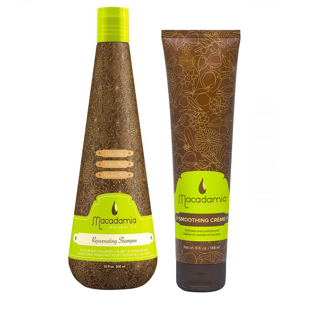 Macadamia Kit hydratant cheveux secs shampooing 300ml crème anti-frisottis  148ml | Hair Gallery
