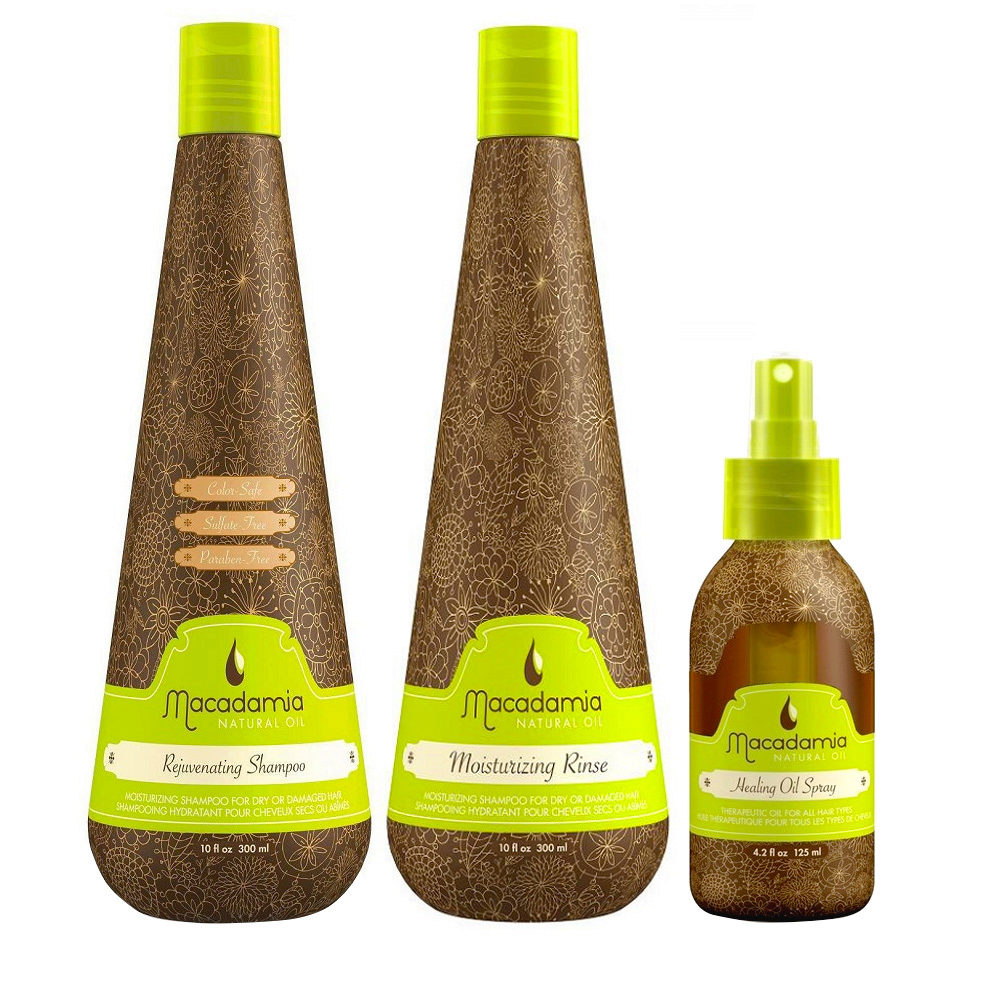 Macadamia Kit Cheveux Secs 300ml Après Shampooing 300ml Spray 125ml | Hair  Gallery
