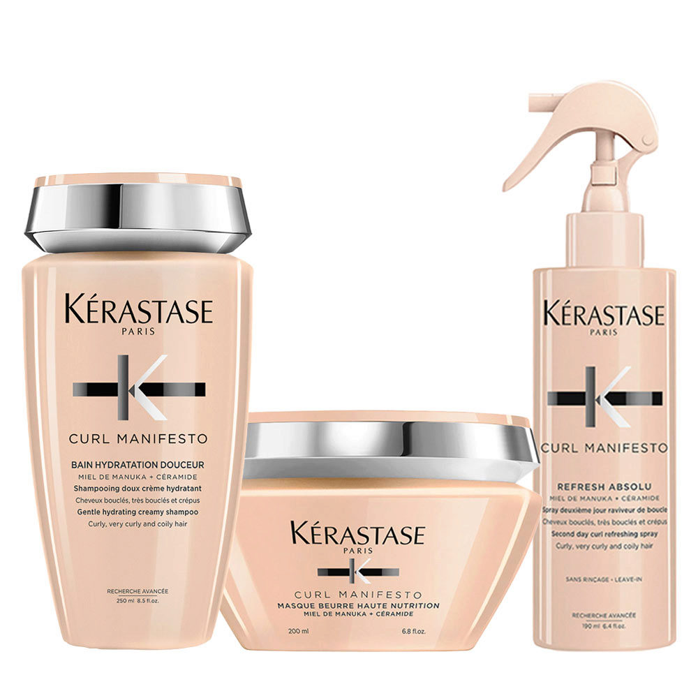 Kerastase Curl Manifesto Bain Kit Shampooing 250ml Masque 200ml Spray 190ml  | Hair Gallery