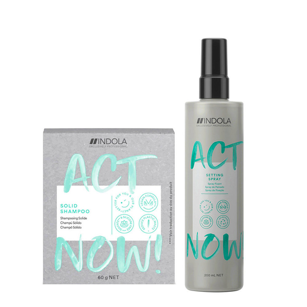 Indola Act Now Shampooing Solide 60gr + Spray démêlant Pour Tous Types De  Cheveux 200ml | Hair Gallery