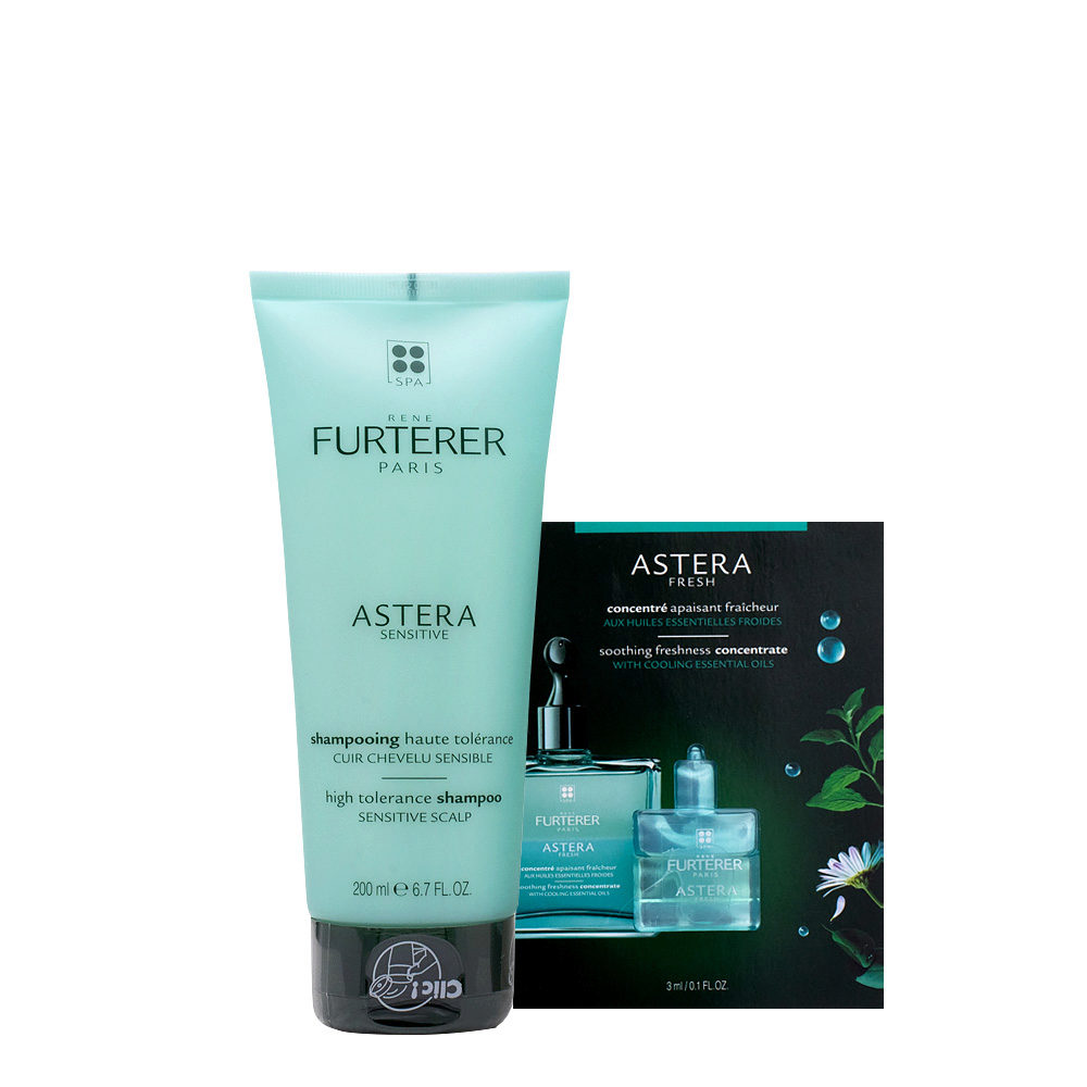 Rene Furterer Astera Sensitive Shampoing 200 ml + Astera Fresh Apaisant 3  ml - cuir chevelu sensible | Hair Gallery