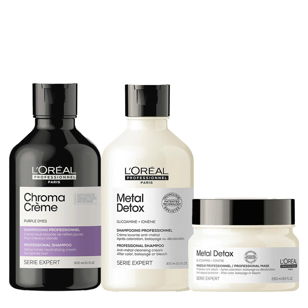 L'Oréal Professionnel Chroma Creme Purple 300ml Metal Detox Shampoo 300ml  Mask 250ml | Hair Gallery