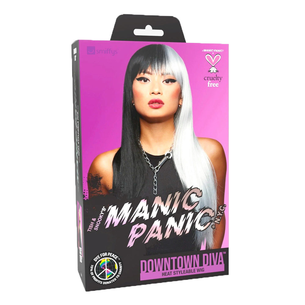 Manic Panic Perruque Raven Virgin Downtown Diva - perruque couleur noir et  blanc | Hair Gallery