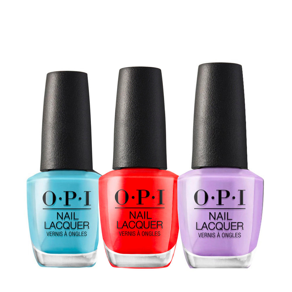 OPI Nail Lacquer Vernis à Ongles Eau Marine + Rouge Orange + Violet Clair |  Hair Gallery