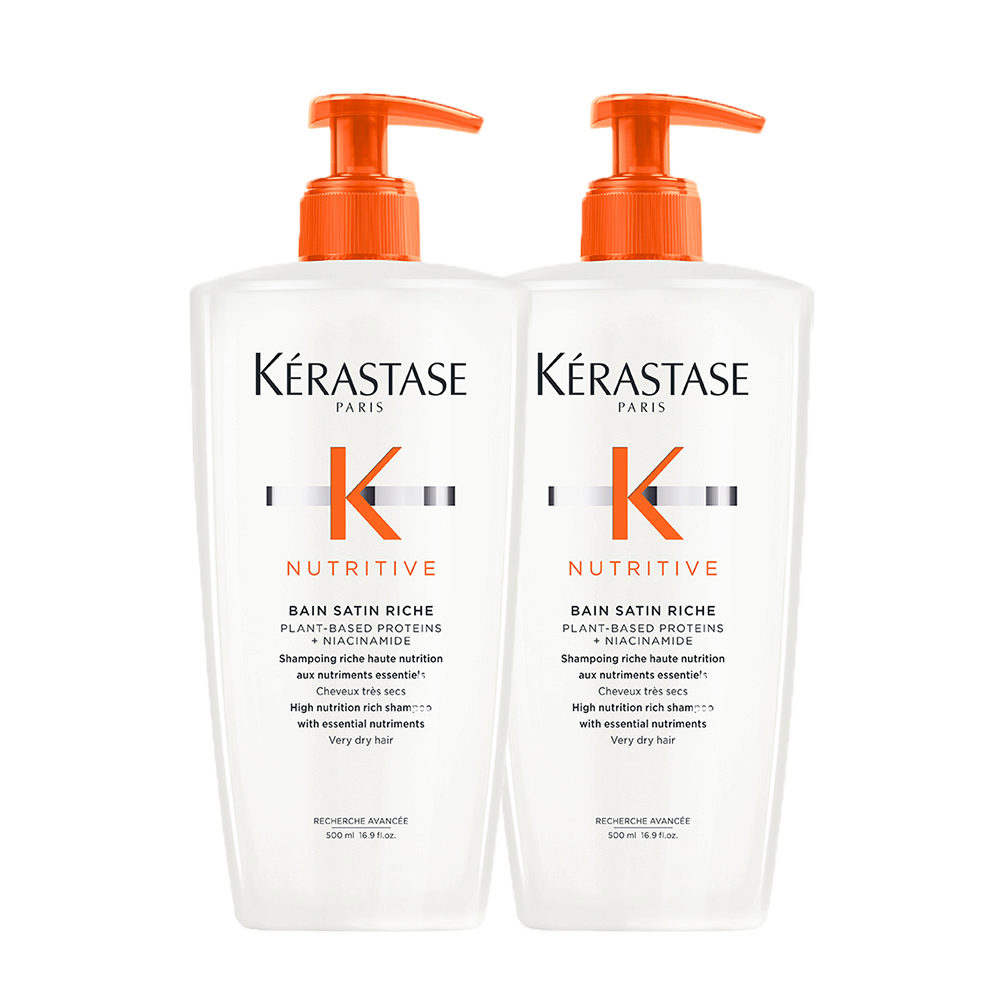 Kerastase Nutritive Bain satin 2, 500mlx2 - shampooing pour cheveux secs et  sensibilisés | Hair Gallery