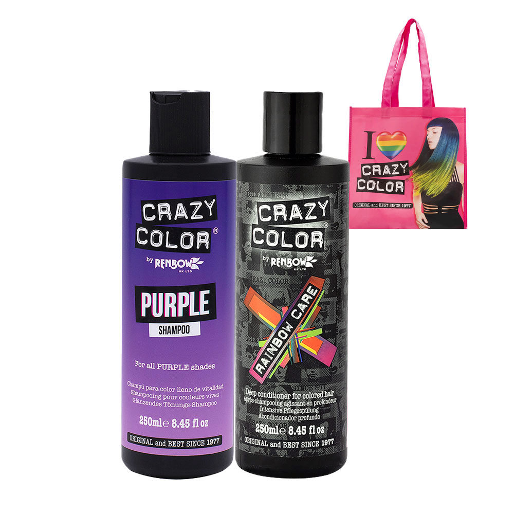 Crazy Color Shampoo Purple 250ml Deep Conditioner pour les cheveux colorés  250ml + Cabas en cadeau | Hair Gallery