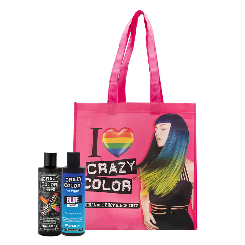 Crazy Color Shampoo Blue 250ml Deep Conditioner pour cheveux colorés 250ml  + Cabas en cadeau | Hair Gallery