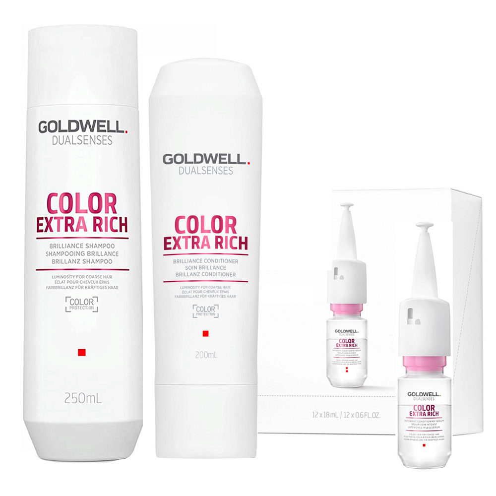 Goldwell Dualsenses Color Extra Rich Brilliance Shampooing 250ml Apres  Shampooing 200ml Serum 12x18m colorès gros | Hair Gallery