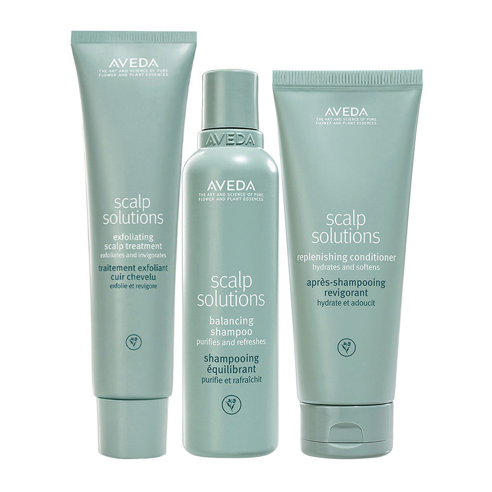 Aveda Scalp Solutions Exfoliating Scalp Treatment 150ml Shampoo 200ml  Conditioner 200ml | Hair Gallery