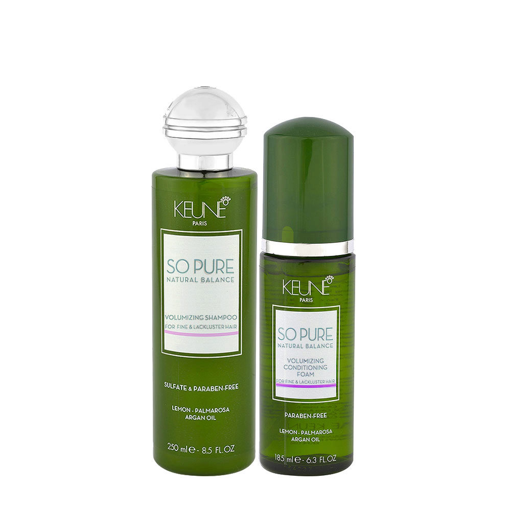 Keune So Pure Volumizing Shampoo 250ml Conditioning Foam 185ml | Hair  Gallery