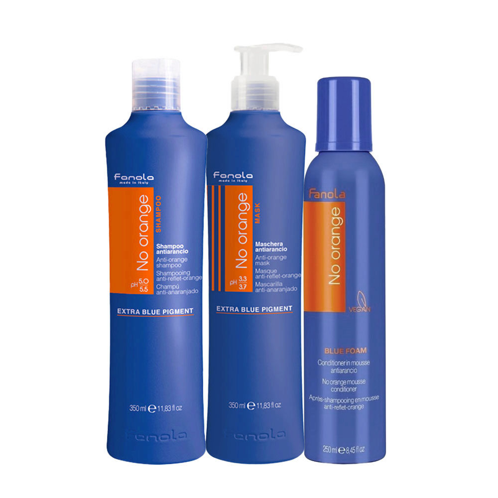 Fanola No Orange Shampoo 350 ml Mask 350 ml Blue Foam 250ml | Hair Gallery