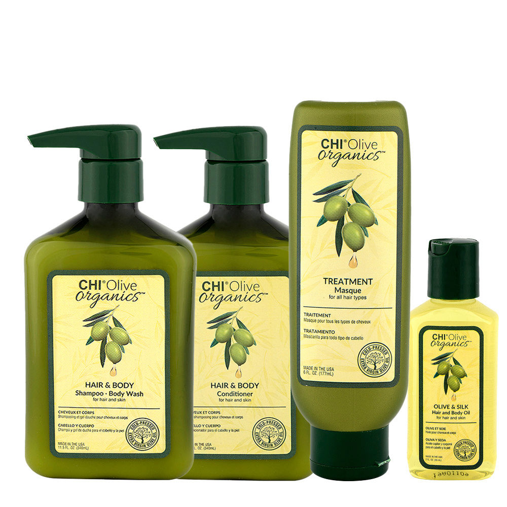 CHI Olive Organics Hair & Body Shampoo Body Wash 340ml Conditioner 340ml  Masque 177ml Oil 59ml | Hair Gallery